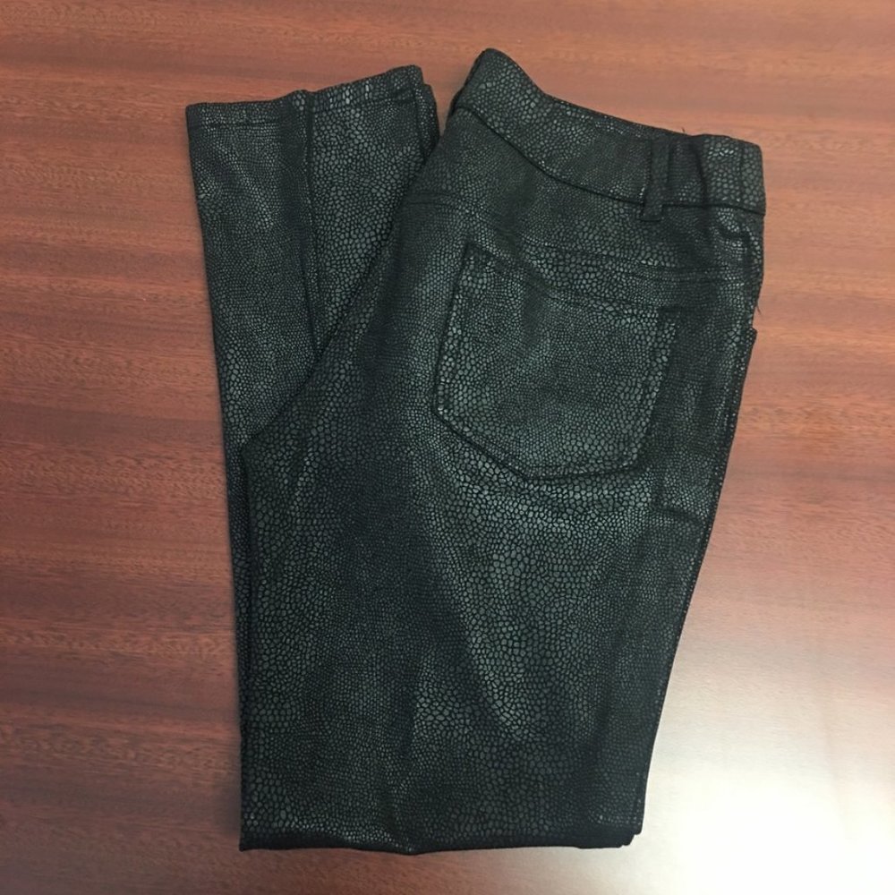 Straight Leg Black Textured Women's Pants